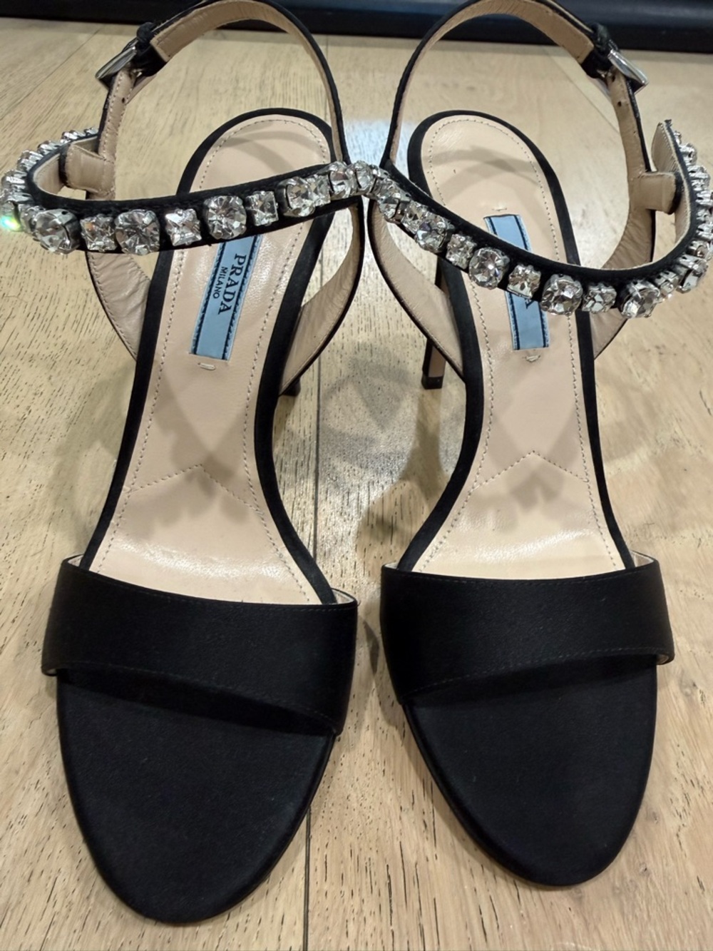 Prada Black Crystal-Embellished Slingback Heels - Picture 6 of 6
